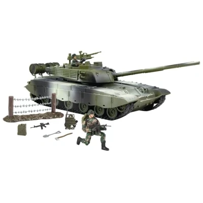 Image of WORLD PEACEKEEPERS from Peterkin 40cm Main Battle Tank with working tracks, moving guns, turret and military Figures 1:18 Scale Action &amp; Accessories Ages 3+