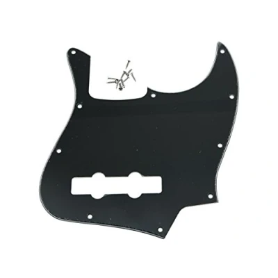 Image of KAISH 4 String J Bass Style Pickguard Pick Guard Scratch Plate for USA/Mexico Jazz Black 3 Ply