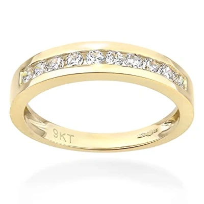 Image of Citerna Yellow Gold Ring Premium Quality Eternity Engagement Rings Embellished with Cubic Zirconia Stunning and Durable for Women Branded Box Included