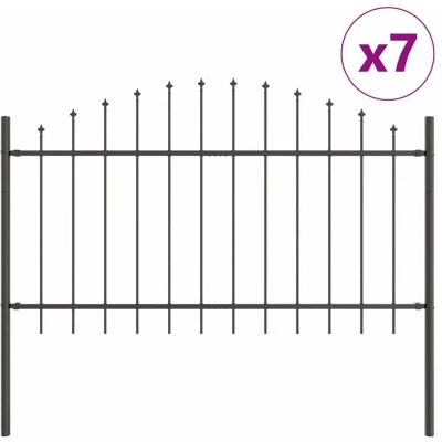 Image of vidaXL Garden Fence with Hoop Top Grey, 11.9 x 1 m Steel
