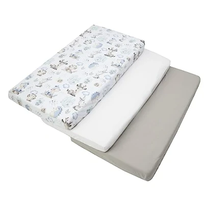 Image of Medi Partners Set of 3 pcs. Fitted Sheet 60x120 cm 100% Cotton Baby Bed Linen Mattress Sleeping Bag Cot