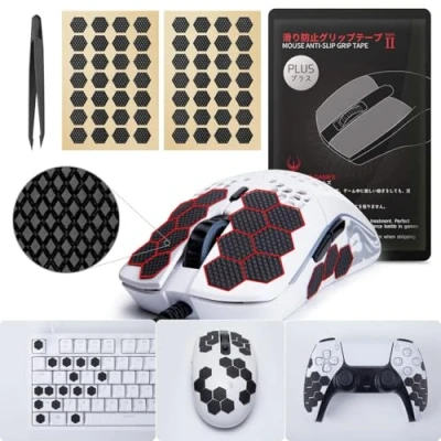 Image of Hotline Games [ Grip Upgrade 2.0 Plus Universal Tape for Gaming Peripherals and Devices, Anti Slip Tape, All Purpose Shapes, Self Adhesive Design (Universal Hexagon Version, Black)