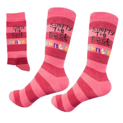 Image of Shatchi Women&#039;s One Size Simply The Best Novelty Socks for Father Mother s Day Uncle Auntie Nana Brother Sister Bo, Auntie, UK