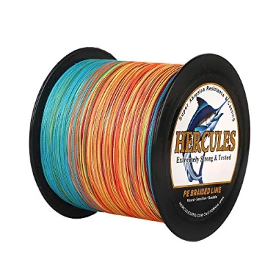 Image of Hercules Braided Fishing Line 2000m 2187yds 6lbs 100lbs Pe Superline 4 Strands (Multicolor 80lb/36.3kg 0.48mm)