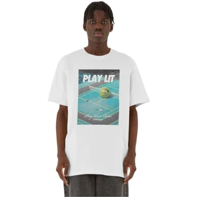 Image of Upscale by Mister Tee Playlit Heavy Print Tshirt, Men&#039;s, Size: XS, White