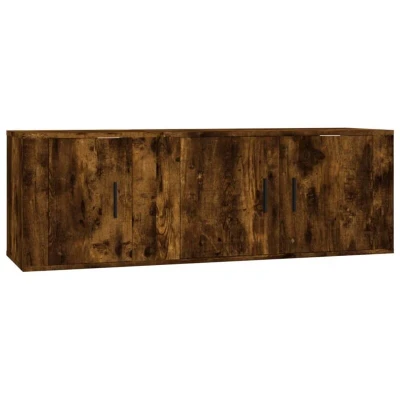 Image of vidaXL 2 Piece TV Cabinet Set Smoked Oak Engineered Wood