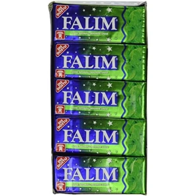 Image of Falim Sugarless Plain Chewing Gum with Mint Flavour, 100 Pieces (5 x 20 Pieces), Sugar Free Natural Hard Gum, Refreshing Button, Fresh Breath, Trinovi