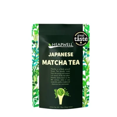 Image of Heapwell Superfoods Japanese Matcha Green Tea Powder, 50g (50 Serving) Premium Grade Sourced from Shizuoka, Japan