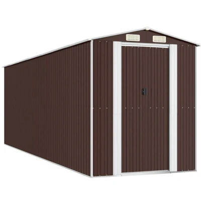 Image of vidaXL Garden Shed Dark Brown 192x606x223 cm Galvanised Steel