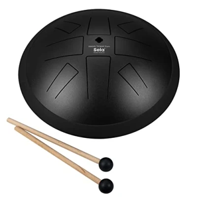 Image of Sela Melody 10 inch Black Steel Tongue Drum A Hirajoshi Claves (SE370)