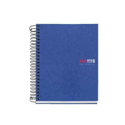 Image of Miquelrius A6 notebook with 6 coloured stripes, micro perforated squared notebook, extra opaque paper 70 g/m². Coil Lock spiral, grid The Original, Blue