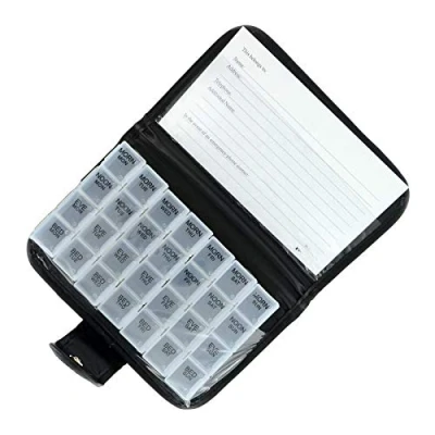 Image of Mantraraj 7 Day Tablet Medicine Leather Wallet Holder Pill Box Dispenser Organiser Travel Storage Box/Reminder for Medicines Supplements, Vitamins