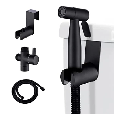 Image of LOSCHEN Bidet Sprayer kit for Toilet, Hand Held Shattaf Toilet Attachment Stainless Steel Pet Bath/Personal Hygiene/Bathroom, Easy to Install (Black)