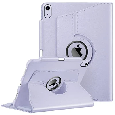 Image of FINTIE Case Compatible with iPad Air 5th Generation (2022) / 4th (2020) 10.9 inch Pencil Holder 360 Degree Rotating Stand Cover Auto Sleep/Wake, Lilac Purple
