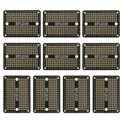 Image of EPLZON Solderable Breadboard Mini PCB Board Gold Plated Solder for DIY Electronics Projects Apply to Soldering 2.0&quot;x1.5&quot; (Pack of 10 Pcs,BLACK)
