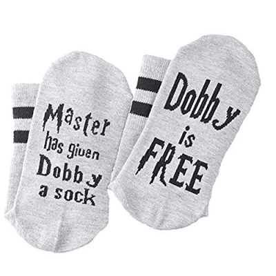 Image of Surenhap Unisex Novelty Socks Funny Set Master Has Given Dobby a Sock, is Free Socks, Dark Gray1, Einheitsgröße Große Größen