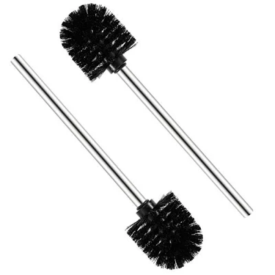 Image of Valschen Bathroom Brushes 2 Piece Toilet Brush Stainless Steel 7.5 x 35 cm Black