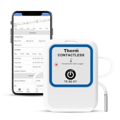 Image of ThermElc TE B2 ET Wireless Temperature Data Logger with External Probe, Monitoring in App, Auto PDF CSV Report, Compare Multi Devices Data, Monitor Cold &amp; Frozen Storage