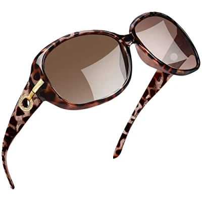Image of Joopin Polarised Sunglasses Womens Trendy Oversized Driving Ladies with UV Protection Big Rectangle Sun Glasses for Women (Leapard)