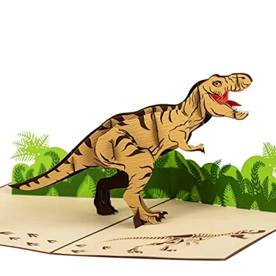 Image of T Rex Pop Up Card by DEVINE Popup Cards 3D Birthday Dinosaur for Boys Grandson Kids