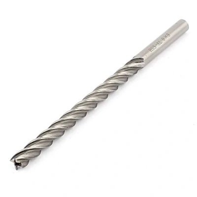 Image of sourcingmap 150mm Long 8mm Cutting Dia HSS SL Straight Shank 4 Flutes End Mill