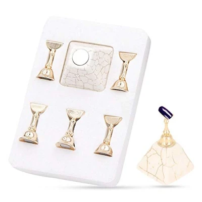 Image of Nail Holder Set Magnetic Tip Practice Stand Base Alloy Art Display Manicure Tool with Holders Nails Salon Tool(Beige)