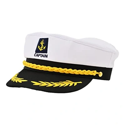 Image of Lezevn Jomnvo White Sailor Marine Captains Hat Adult Yacht Boat Ship Captain Costume Cap Navy Admiral