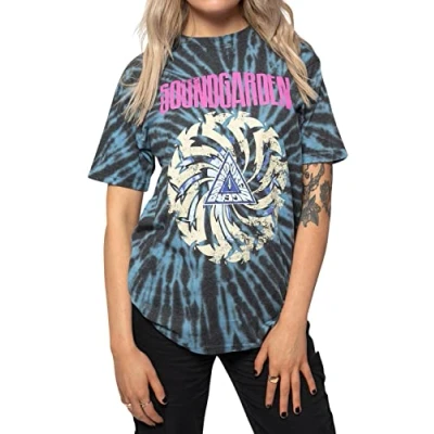 Image of Soundgarden T Shirt Badmotorfinger Band Logo Official Unisex Blue Dye Wash XXL