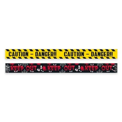 Image of Eurowrap Pack of 2 Assorted Warning Tape 3 Metre Caution Danger Keep Out for Halloween Decoration, Banner Parties, Indoor Décor, Scary Decor