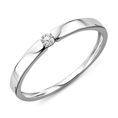 Image of Miore engagement ring 9 kt 375/1000 white gold solitaire with brilliant cut diamond 0.05 ct