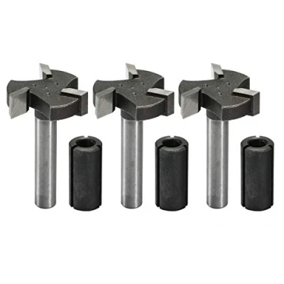 Image of Genmitsu 3pcs 3 Flute CNC Spoilboard Surfacing Router Bits, 1/4&#039;&#039; Shank, 1&#039;&#039; Cutting Diameter, Slab Flattening Bits for Wood Working, RB03A