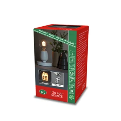 Image of Konstsmide Christmas Wooden LED table decorative light, gift filament