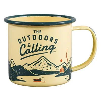 Image of Gentlemen&#039;s Hardware GEN321 Enamel Mug Outdoors, Yellow