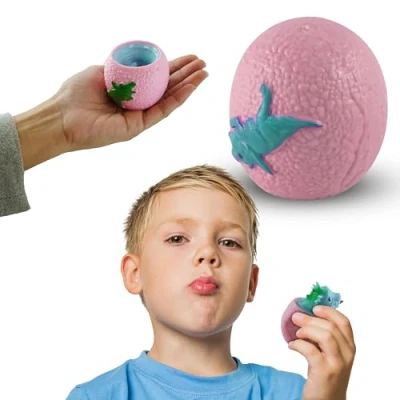Image of Stress Relief Egg with Pop Up Dinosaur Soft Sensory Toy for Kids, Perfect Adults, Eggs Easter and Birthday Party, 6.5cm Dia