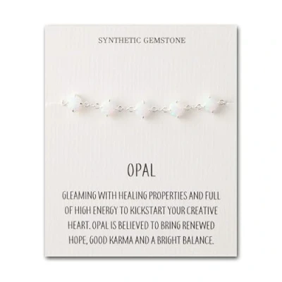 Image of Philip Jones Synthetic White Opal Gemstone Bracelet with Quote Card