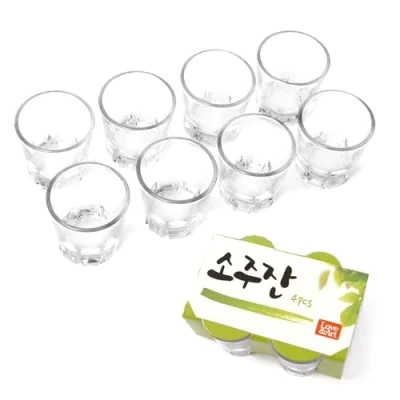 Image of Korean Soju Shot Glasses Set, Also for Whiskey,Tequila,and Liquor, Dishwasher Safe Clarity Glassware, 1.7 oz (8PCS)