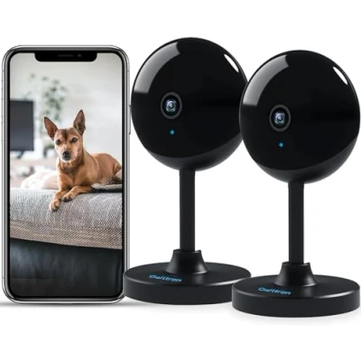 Image of owltron 2K Indoor Camera, Home Security Camera for Baby &amp; Elder, Motion Detection, Night Vision, 2 Way Talk WiFi Wireless, Monitor Works with APP Alexa Pack