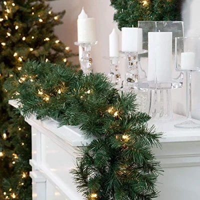 Image of LED Pre Lit Christmas Garland with 35 Warm White Xmas Lights Lamps Timer Function 270 cm, 9ft