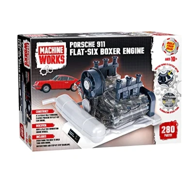Image of Machine Works Build Your Own Porsche 911 Boxer Engine Toy Replica Model Building Kit Features Sounds and Illumination, 280+ Pieces, 10+ Years