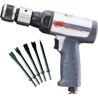 Image of Ingersoll Rand Air Hammer Set 123MAXHK High Impact, Lightweight, Compact with 5 Chisel Attachments, Quick Change Retainer, Anti Vibration, for Automotive and Heavy Equipment