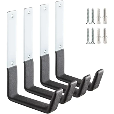 Image of PYBTOOL Heavy Duty Steel Garage Hooks, Storage Utility Garden Tool Organizer, Wall Mount Hose Hanger, Small J Hooks (2)