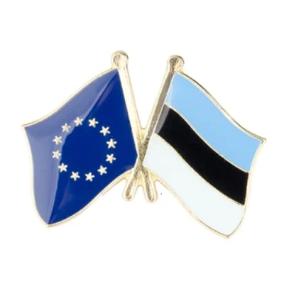 Image of Estonia &amp; European Union EU Friendship National Flag Metal Enamel Pin Badge