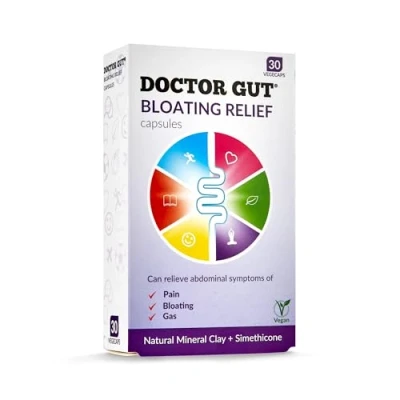 Image of Doctor Gut Bloating Relief Capsules, 30 Caps Stomach Pain Relief, Trapped Wind &amp; Gas Drug Free, Natural Clay, Expels Harmful Causes of Flatulence