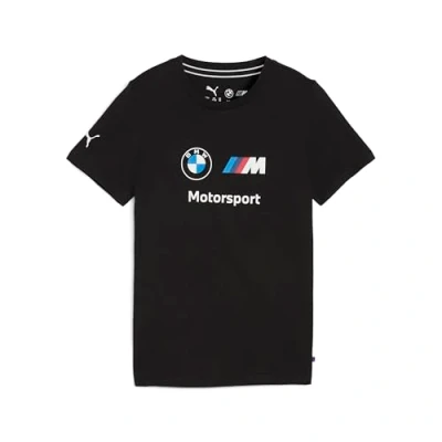 Image of PUMA Unisex Kids BMW M Motorsport Essentials Logo T Shirt Tee Top Black Size 7 8Y