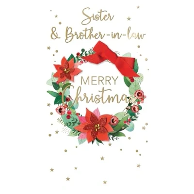 Image of Embellished Sister &amp; Brother in Law Champagne Hand Finished Christmas Card XCDC449