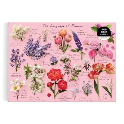 Image of Galison Language Of Flowers 1000 Piece Puzzle Featuring A Glossary Spring And Summer Blooms With Attributed Meanings