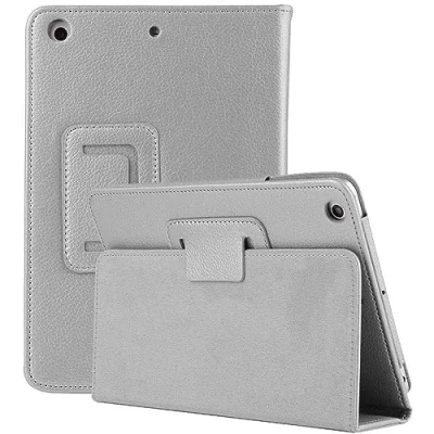 Image of Leather Flip Stand Folio Case Plain Cover for Apple iPad Air 1st generation A1474 A1475 A1476 (Silver)