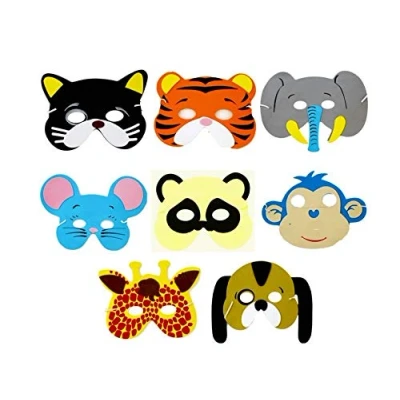 Image of JUNGLE WILD ANIMAL RAINFOREST ZOO SAFARI FOAM DRESS MASKS DRESSING UP FACE MASK (8 Masks)