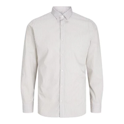 Image of JACK &amp; JONES Men&#039;s Jjjoe Print Shirt Ls Aw24 Casual, Vineyard Wine/Stripes: Stripe AOP, S