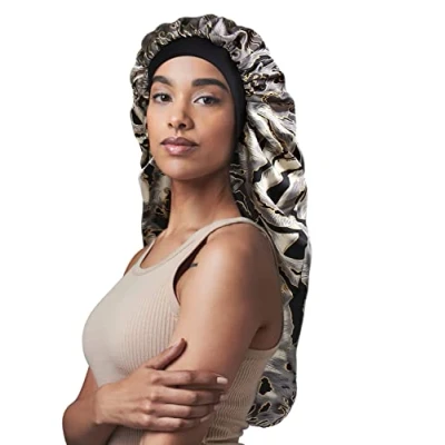 Image of Awefeel Double Layer Satin Sleep Cap for Long Hair, Braids, Dreadlocks, Curly Butterfly, Extra